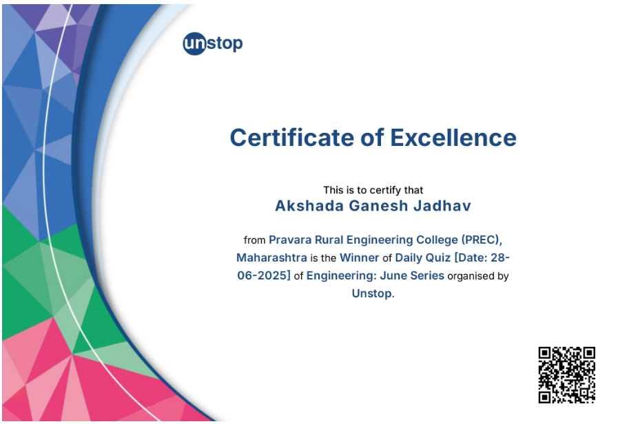 Certificate of Excellence – Daily Quiz